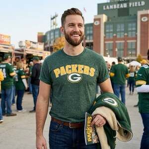 NFL Green Bay Packers T-Shirt Mens Medium Heather Green Graphic Tee Sleepwear